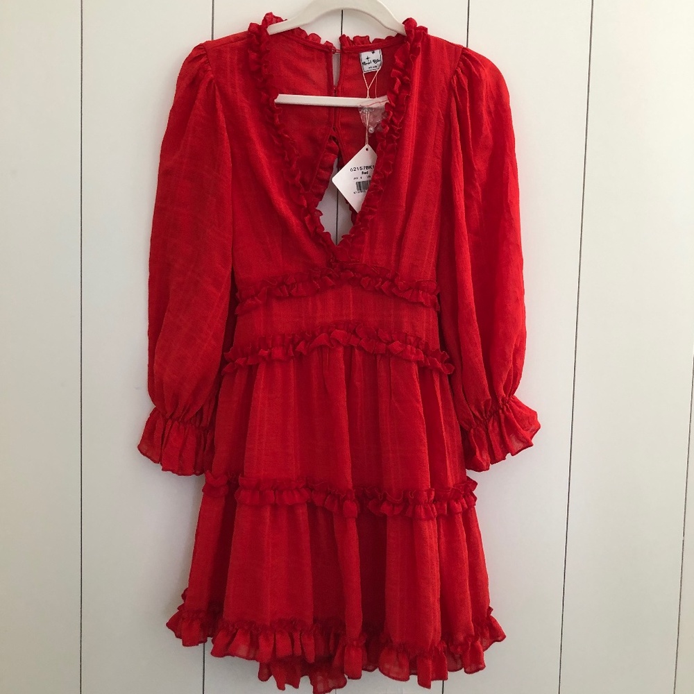 Hello Molly Red Long Sleeve Mini Dress